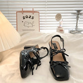 LIZAKOSHT - Summer Women's Shoes Chunky Sandals Female Heel Mary Jane Genuine Leather Retro Pumps 2025 Block African Lolita Closed Latest