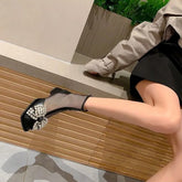 LIZAKOSHT - Footwear Rhinestone Women's Ankle Boots Mesh Booties Elegant with Low Heels Short Shoes for Woman Sandals Comfortable Boot Sale