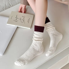 Lizakosht Solid Color Socks Women Autumn Winter Warm Knitted Long Socks Japanese Korean Fashion Harajuku Retro Streetwear Sports Socks Sox