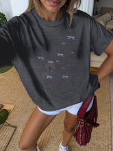 LIZAKOSHT - Plus Size Women's Round Neck Dandelion & Dragonfly Print Short Sleeve T - Shirt - Summer Fresh Casual Tops