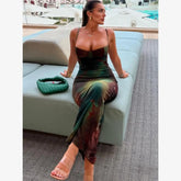 LIZAKOSHT - Open Back Slim Fit Strap Dress Street Style High Waist Long Skirt without Sleeve Spring Summer Autumn Seasonal Use