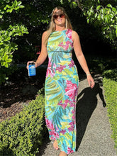 LIZAKOSHT - Summer Flower-Print Sleeveless Skinny Beach Long Dress Vacation For Woman 2024 Sexy Backless Bandage Chic Party Vestidos