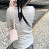 LIZAKOSHT - Pink Pillow Y2k Shoulder Bags Lady Fairycore Aesthetic Leather Handbag Purse Ladies Hot Girls Underarm Bag Luxury Women