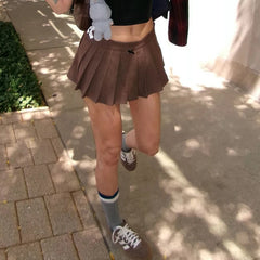 LIZAKOSHT - Preppy Cute Plaid Mini Skirt 90s Vintage Low Rise Micro Pleated Skirt 2000s Retro Y2K Aesthetic Teen Girl Skirt