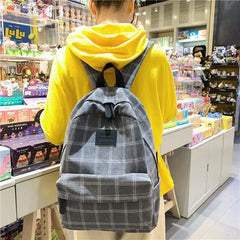 LIZAKOSHT - Simple Women's Backpack Fashion Plaid Schoolbag Travel Shoulder Bag