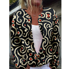 LIZAKOSHT - Women Cardigan Knitted Sweater Blue Rose Long Sleeve Jumper Cardigans Casual Streetwear Fashion Coat