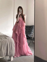 LIZAKOSHT - New French Sexy Sweet Long Dress Women Chic Y2k Fairy Slim Backless Pink Dress Japanese Casual Holiday Style Lace Design Outfits