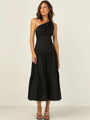 Lizakosht Women's Dress Summer Fashion Solid Slim High Waist Dress Women's Casual Short Sleeve Turn-down Collar Lace-up Dress