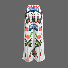 LIZAKOSHT - Women's Cotton Linen High Waist Wide Leg Pants Bohemian Long Pants Casual Loose Drawstring Waist Fashion New Vintage