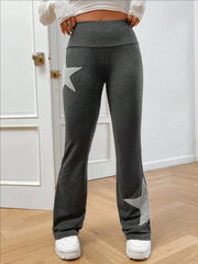 LIZAKOSHT - Spring Autumn Women Y2k Vintage Pants Star Pattern Printed Straight Leg Long Pant Casual Trousers Female Casual Sweatpant