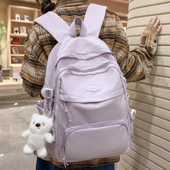 LIZAKOSHT - Waterproof Nylon Backpack for Women Multi-Pocket Travel Bagpack Female School Bag for Teenage Girls Boys Book Mochilas