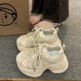 LIZAKOSHT - Women's Sneakers With Platform Woman-shoes Shoes Tennis Female Thick Sole Mesh Casual Roses Trainers Summer Leisure Retro