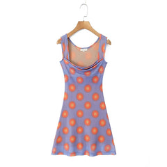 LIZAKOSHT  -  Sexy Women Vintage Big Dot High Strech Mesh Tank Dress Sleeveless A-line Mini Ladies Summer Dresses Short Robe