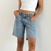 LIZAKOSHT - Women Y2k Carpenter Denim Shorts Casual Vintage Cow Girl Baggy High Rise Wide Leg Jean Jorts Prewashed Bermuda Short