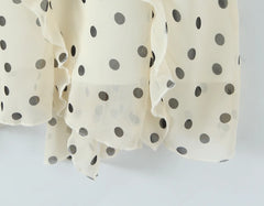 LIZAKOSHT - New Women's Irregular Skirt Ruffle Edge Apricot Polka Dot Skirt