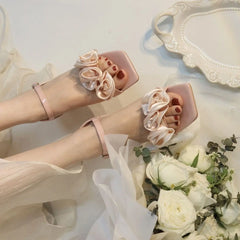 LIZAKOSHT - Summer 2024 Square Heels Sandals for Woman Party and Weddings Footwear Open Toe Women's Shoes Beach Chunky Block Heel Thick Sale