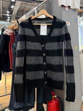 LIZAKOSHT - Vintage Black Striped Sweater Cardigan Woman V-neck Single Breasted Long Sleeve Cotton Thin Sweaters Autumn Casual Slim Knitwear