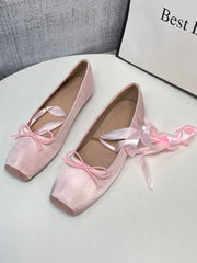 LIZAKOSHT - Ballet Flat Mary Jane oes Women's Faion Satin Bow Tie Single oes Spring Autumn Low Heel Synthetic Leather Interior Casual