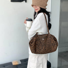 LIZAKOSHT - Wild Leopard Print Nylon Shoulder Bag Large Capacity Multipocket Tote Bag Trendy Women Casual Purse Guangzhou High Quality Bag