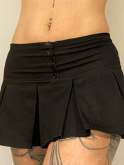 LIZAKOSHT - Casual Solid A-Line Pleated Skirt Basic Slim Low-Waisted Super Mini Skirts Women Summer Fashion Streetwear Ladies