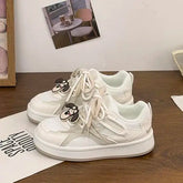 LIZAKOSHT - Small White Shoes Clogs Platform Casual Female Sneakers All-Match Wedge Basket 2025 Summer Creepers Breathable Sports Leisure