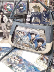 LIZAKOSHT - Japanese Fashion Casual Sweet Transparent Ita Bag Contrast Color Patchwork Denim Shoulder Crossbody Bags Trendy Y2k Handbags