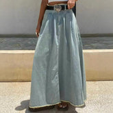 LIZAKOSHT - Spring New American Style Casual Elegant Versatile Denim Skirt Straight Cut Long Casual Chic Midi Skirt for Daily Wear