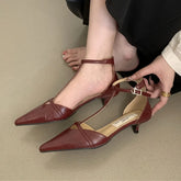 LIZAKOSHT - Red Spring New Women Sandal Fashion Pointed Toe Shallow Ladies Elegant Slingback Shoes Thin Low Heel Outdoor Dress Pumps