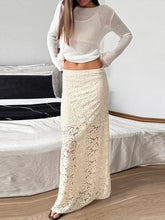 LIZAKOSHT - Elegant Flower Lace Women Skirt Solid Color Casual Hollow Out Women Long Skirts New Summer Fashion Retro Beach Ladies Skirts