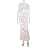 LIZAKOSHT - Gentle Style Floral V Neck Spaghetti Strap Backless Lace Patchwork Maxi Dresses Strap Club Printing Gowns for Women