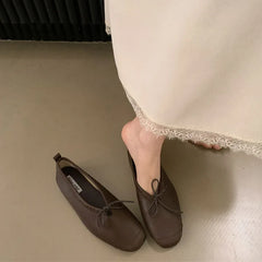 LIZAKOSHT - Women's Vintage Flats Comfortable Leather Ballet Shoes Female Soft Dress Shoes Mujer Slip On Loafers Mujer New Woman Shoes