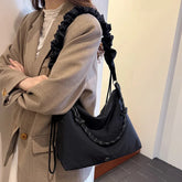 LIZAKOSHT - New Fashion Winter Comfortable and Versatile Texture Hobo Bag Cotton Puff Leisure Shoulder Bag Wrinkled Commuting Crossbody Bag