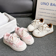 LIZAKOSHT - Winter Shoes Women Clogs Platform All-Match Round Toe Casual Female Sneakers Flats Creepers New Dress Sewing Leisure Solid Lace-