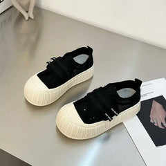 LIZAKOSHT - Round Toe Women's Shoes Platform Elegant Slip-on Casual Female Sneakers Clogs Summer Small Slip On New Leisure Lace Sexy Hook &