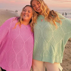 LIZAKOSHT - Knitted Sweater Pullover Women's Solid O-Neck Ribbed Long Sleeve Fashion Office Sweater Loose Casual Autumn Sweater 2024