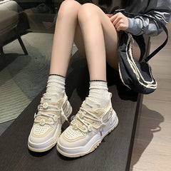 LIZAKOSHT - Autumn New Flat Bottom Women's Sports Shoes Women Tennis Casual Vulcanize Black Fashion Harajuku Female Platform Sneakers