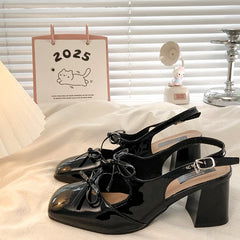 LIZAKOSHT - Summer Women's Shoes Chunky Sandals Female Heel Mary Jane Genuine Leather Retro Pumps 2025 Block African Lolita Closed Latest