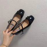 LIZAKOSHT  -  African Woman Shoe Beige High Heels Mary Jane Burgundy 12cm Lolita Spring Black Leather Latest Retro Autumn Janes Retro Wom