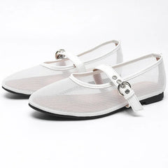LIZAKOSHT - Leopard Mesh Round Toe Flat Ballet Shoes Brand Designer Sandals Women Breathable Soft Sole Comfy Fashion Mary Jane Shoes Female