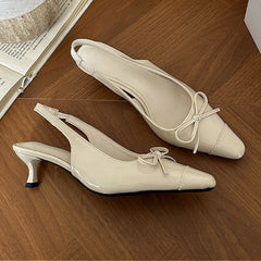 LIZAKOSHT  -  Sexy Red Sandals for Women Patent Leather Pointed Toe Slingbacks Shoes Shallow Comfort Fashion Low Heel Dress Bow Pumps Women