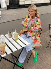 Lizakosht Flower Printed Quilted Parka Women Thick Warm Coat Spliced Flare Long Sleeve 2024 Autumn Winter Casual Streetwear Oversize Coat