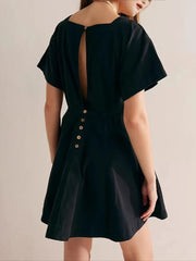 LIZAKOSHT  -  Summer Short Sleeve White Slim Mini Dresses Fashion Sexy A-LINE Dress Casual Street Wear Club Wear Elegant Lady Party Dress