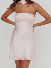 LIZAKOSHT  -  Elegant Women s Halter Neck Sleeveless Mini Dress in Solid Color Stylish Backless Summer Fashion Dress for a Chic Look