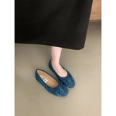 LIZAKOSHT - Woman 2024 Casual Female Sneakers Square Toe Soft Bow-Knot Korean Shoes Flats Ballet New Butterfly Modis Dress