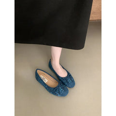 LIZAKOSHT - Woman 2024 Casual Female Sneakers Square Toe Soft Bow-Knot Korean Shoes Flats Ballet New Butterfly Modis Dress