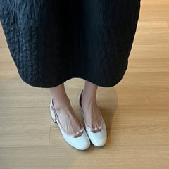 LIZAKOSHT  -  Shallow Mouth Low Heels PU Rubber Slides Hoof Low Heels Shallow Mouth Rubber PU Slides