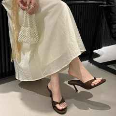 LIZAKOSHT - Summer Women Clip Toe High Heel Slippers Fashion Dress Slide Ladies Outdoor Evening Party Sandalias