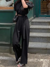 LIZAKOSHT  -  Spring Summer New Vintage Trousers Loose Solid Color Wide Leg Joggers Trousers Simple High Waist Women Solid Color Pants