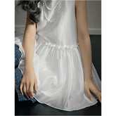 LIZAKOSHT - Sleeveless Doll Shirt with Ruffled Hem in Summer Slim Temperament Wind Vest Suspender Top Female