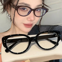 LIZAKOSHT - Y2K Harajuku Cat Eye Frame Glasses Women Retro Triangle Eyeglasses Reading Computer Spectacle Goggles Anti-Blue Light Eyewears